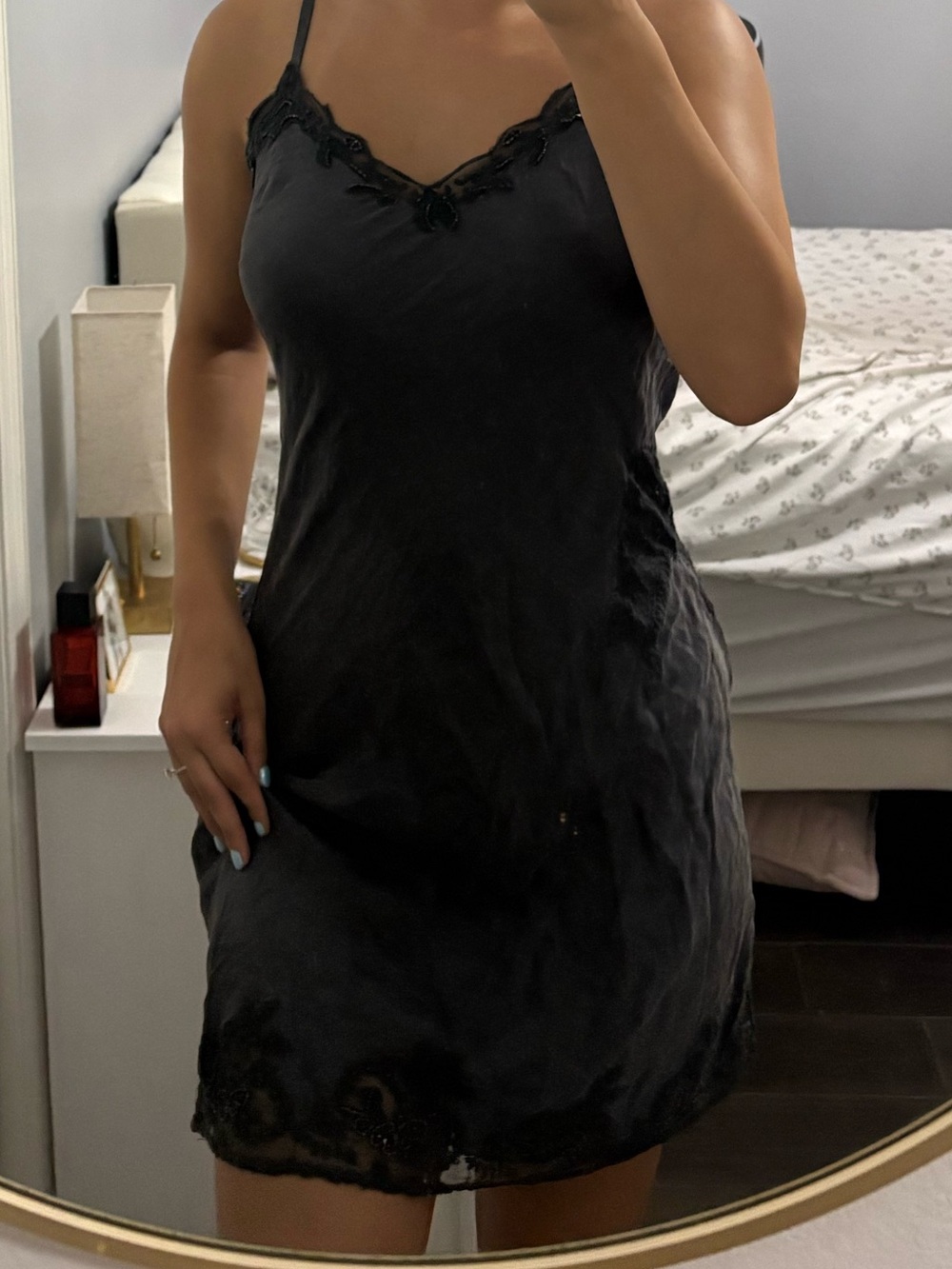 Small Twinset Simona Barbier Black Lace-Trim Slip Dress